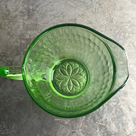 Uranium Green Glass Pitcher or Vase - Picture 2 of 7
